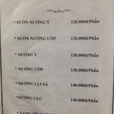Thực đơn- Quán Ăn Bò Tơ Năm Sánh Quyết Thắng - Tây Thạnh