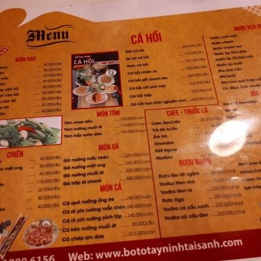 Thực đơn- Quán Ăn Bò Tơ Tây Ninh Tài Sanh - Dịch Vọng Hậu