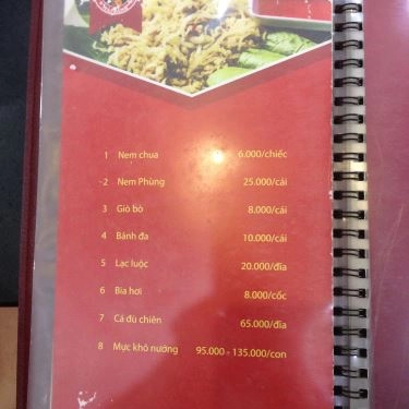 Thực đơn- Quán Ăn Bò Tơ Tây Ninh Tài Sanh - Đường 19/5