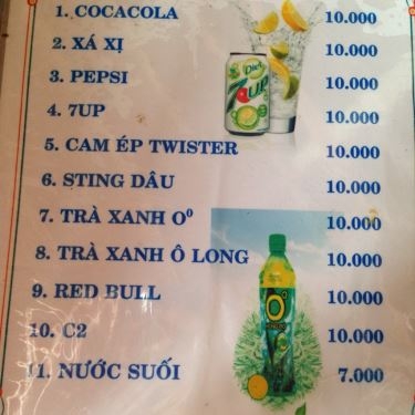 Thực đơn- Quán Ăn Bò Tơ Vĩnh Xuân