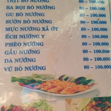 Thực đơn- Quán Ăn Bò Tơ Vĩnh Xuân