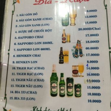 Thực đơn- Quán Ăn Bò Tơ Vĩnh Xuân