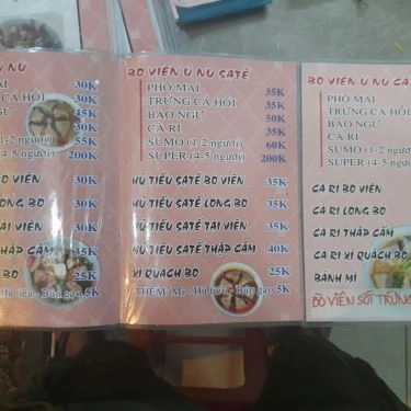 Thực đơn- Quán Ăn Bò Viên Ú Nù