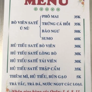 Thực đơn- Quán Ăn Bò Viên Ú Nù