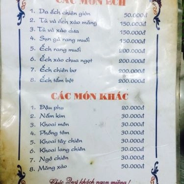 Thực đơn- Quán Ăn Bốp Bin - Lẩu Ếch