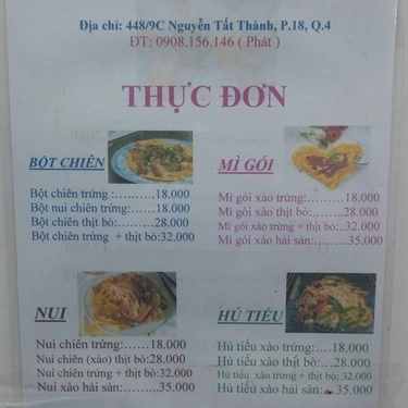 Thực đơn- Quán Ăn Bột Chiên Bảo Lâm