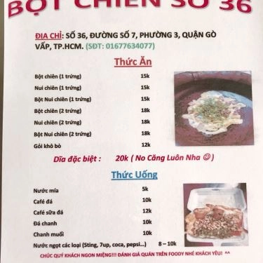 Thực đơn- Quán Ăn Bột Chiên - Đường Số 7