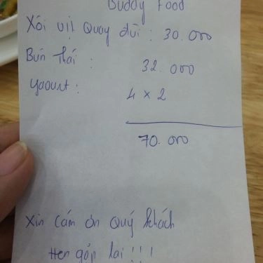 Thực đơn- Quán Ăn Buddy Food - Xôi Vịt Quay & Bún Thái