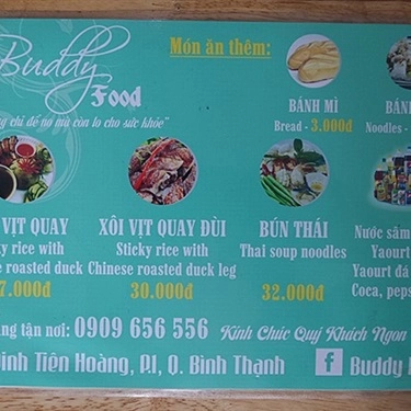 Thực đơn- Quán Ăn Buddy Food - Xôi Vịt Quay & Bún Thái