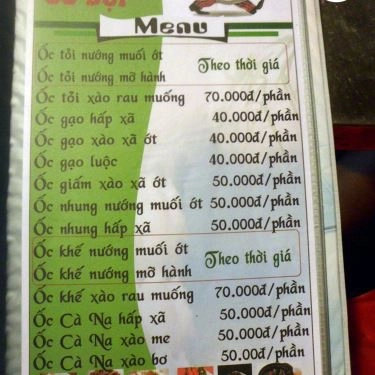 Thực đơn- Quán Ăn Bụi - Ốc Lẩu