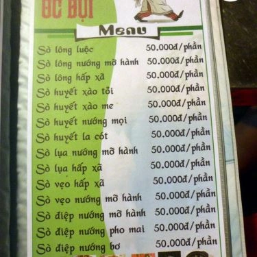 Thực đơn- Quán Ăn Bụi - Ốc Lẩu