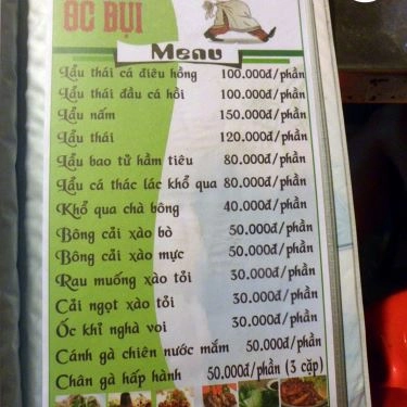 Thực đơn- Quán Ăn Bụi - Ốc Lẩu