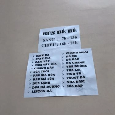 Thực đơn- Quán Ăn Bún Bề Bề