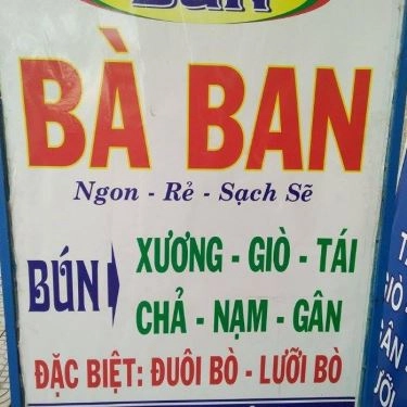 Thực đơn- Quán Ăn Bún Bò Bà Ban