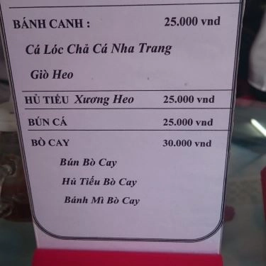 Thực đơn- Quán Ăn Bún Bò Cay Bạc Liêu - Nguyễn Trọng Tuyển