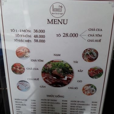 Thực đơn- Quán Ăn Bún Bò Cô Ngon