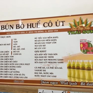 Thực đơn- Quán Ăn Bún Bò Huế Cô Út