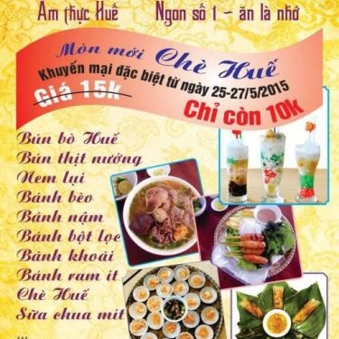 Thực đơn- Quán Ăn Ngự Uyển - Bún Bò Huế