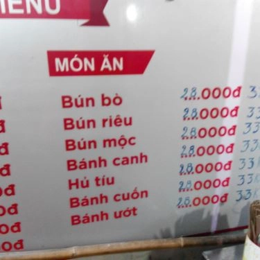 Thực đơn- Quán Ăn Bún Bò Huế 49E