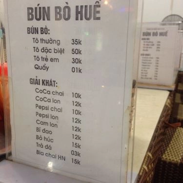 Thực đơn- Quán Ăn Bún Bò Huế - Can Tin Nhà Máy Z157