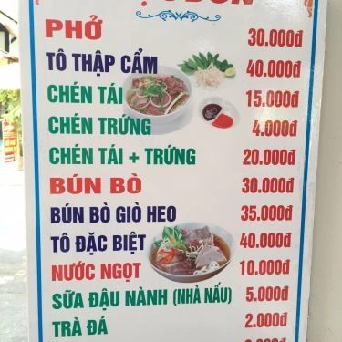 Thực đơn- Quán Ăn Bún Bò Huế Gia Định