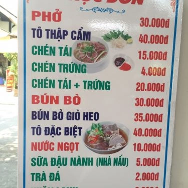 Thực đơn- Quán Ăn Bún Bò Huế Gia Định
