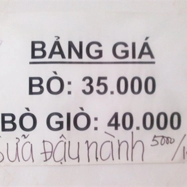 Thực đơn- Quán Ăn Bún Bò Huế Hương Giang - Nguyễn Thị Minh Khai