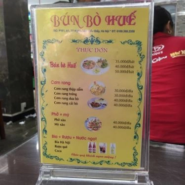 Thực đơn- Quán Ăn Bún Bò Huế Nghĩa Tân