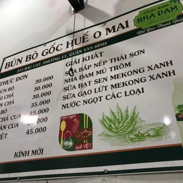 Thực đơn- Quán Ăn Bún Bò Huế O Mai - Bàu Cát