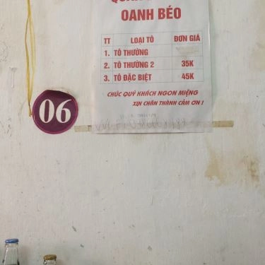 Thực đơn- Quán Ăn Bún Bò Huế Oanh Béo - Tân Mai