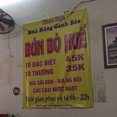 Thực đơn- Quán Ăn Bún Bò Huế Oanh Béo - Tân Mai