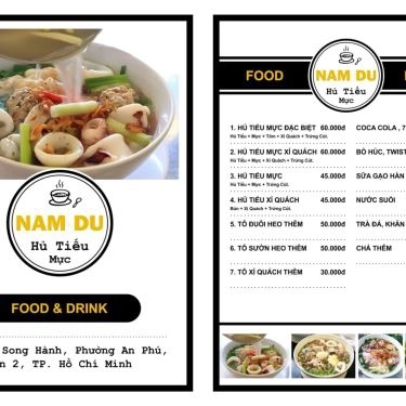 Thực đơn- Quán Ăn Bún Bò Huế Ông Diệm & Hủ Tiếu Mực Nam Du