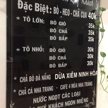 Thực đơn- Quán Ăn O Thi II - Bún Bò Huế