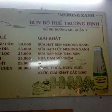 Thực đơn- Quán Ăn Bún Bò Huế Trương Định