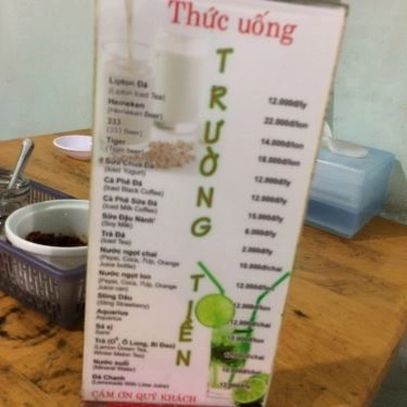 Thực đơn- Quán Ăn Bún Bò Huế Trường Tiền