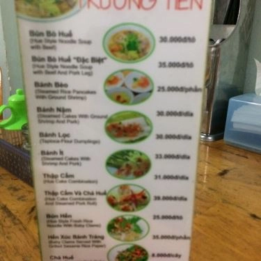 Thực đơn- Quán Ăn Bún Bò Huế Trường Tiền