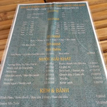 Thực đơn- Quán Ăn Bún Bò Huế Xưa - Phạm Văn Đồng