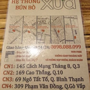 Thực đơn- Quán Ăn Bún Bò Huế Xưa - Phạm Văn Đồng