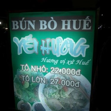 Thực đơn- Quán Ăn Yến Hương - Bún Bò Huế