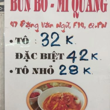 Thực đơn- Quán Ăn Bún Bò Mì Quảng