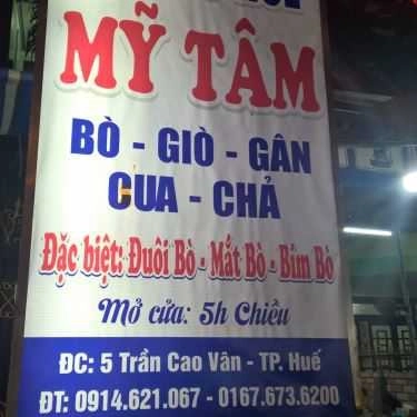 Thực đơn- Quán Ăn Bún Bò Mỹ Tâm - Trần Cao Vân