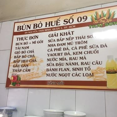 Thực đơn- Quán Ăn Bún Bò - Nguyễn Thái Bình