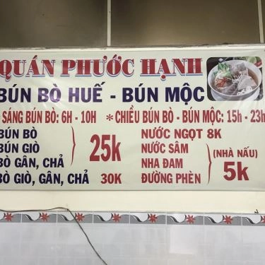 Thực đơn- Quán Ăn Bún Bò Phước Hạnh