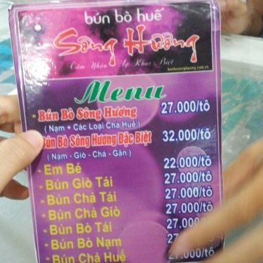 Thực đơn- Quán Ăn Bún Bò Sông Hương - Bờ Bao Tân Thắng