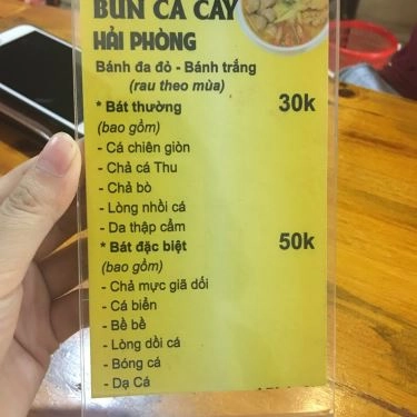 Thực đơn- Quán Ăn Bún Cá Cay Hải Phòng - Láng Hạ