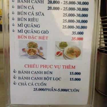 Thực đơn- Quán Ăn Bún Cá Hùng Quý