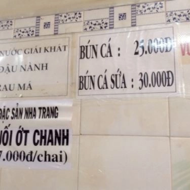 Thực đơn- Quán Ăn Bún Cá Mịn - Bún Cá Ninh Hòa