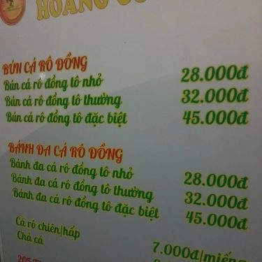 Thực đơn- Quán Ăn Bún Cá Rô Đồng - Tân Sơn Nhì