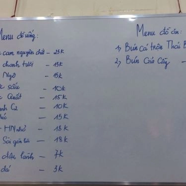 Thực đơn- Quán Ăn Bún Cá Trộn Thái Bình - Trần Khát Chân