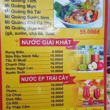 Thực đơn- Quán Ăn Quán Yến - Bún Cá Sứa Nha Trang - Nguyễn Cảnh Chân